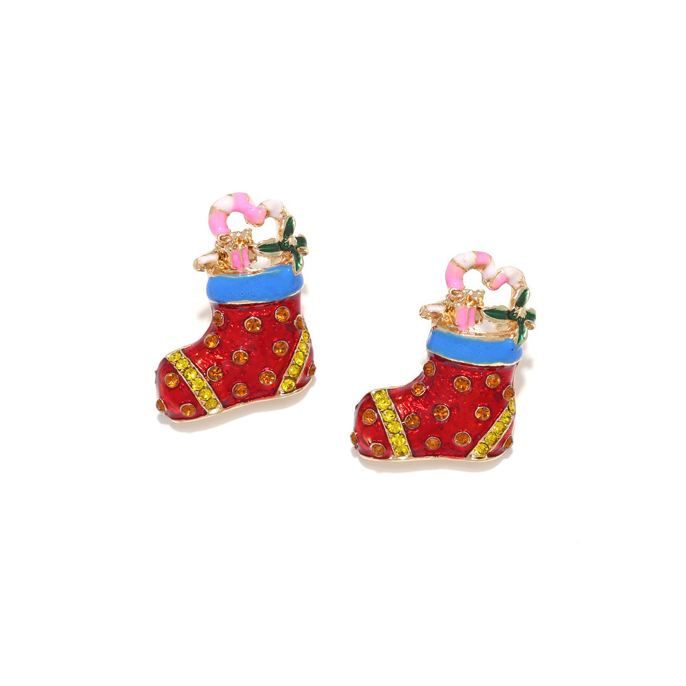 Creative cute Christmas sock earrings