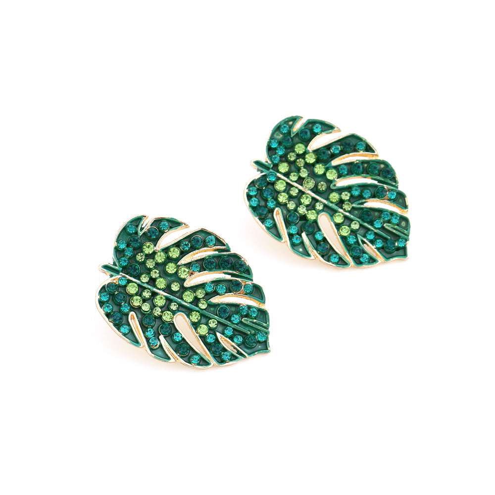 Enamel leaf earrings