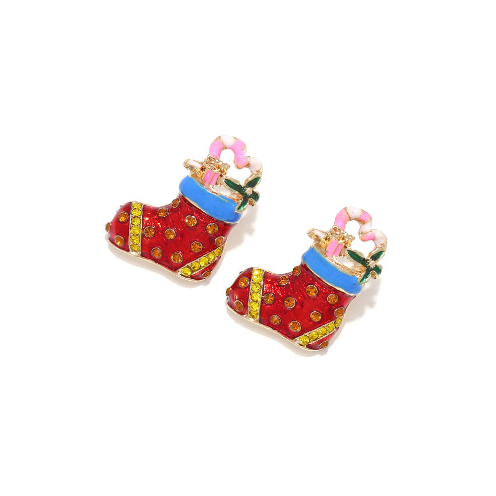 Creative cute Christmas sock earrings