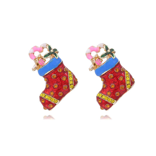 Creative cute Christmas sock earrings