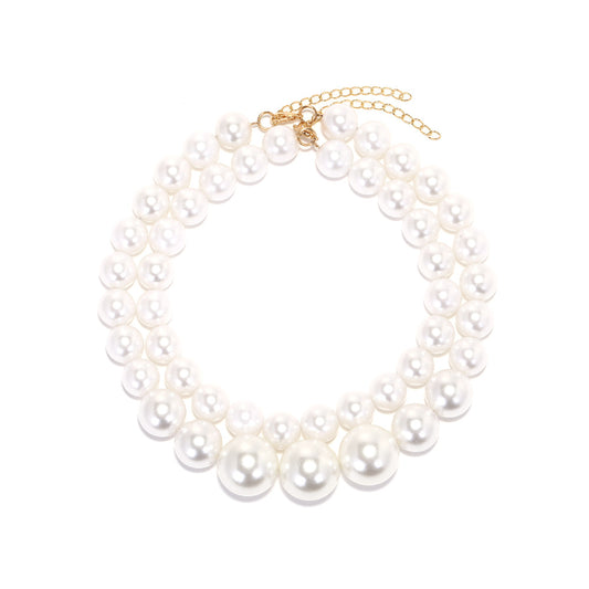 Baroque style imitation pearl clavicle chain