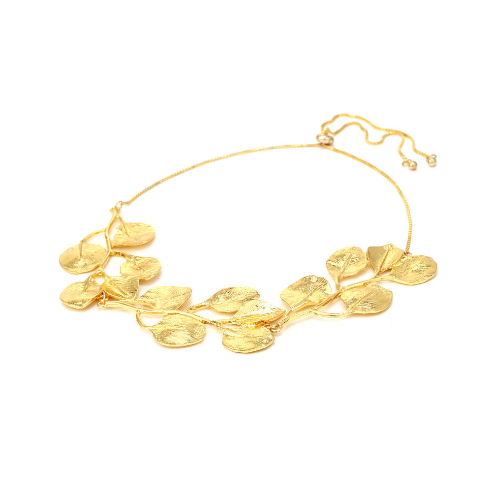 Golden leaf clavicle chain