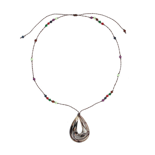 Bohemian vintage drop-shaped glass necklace