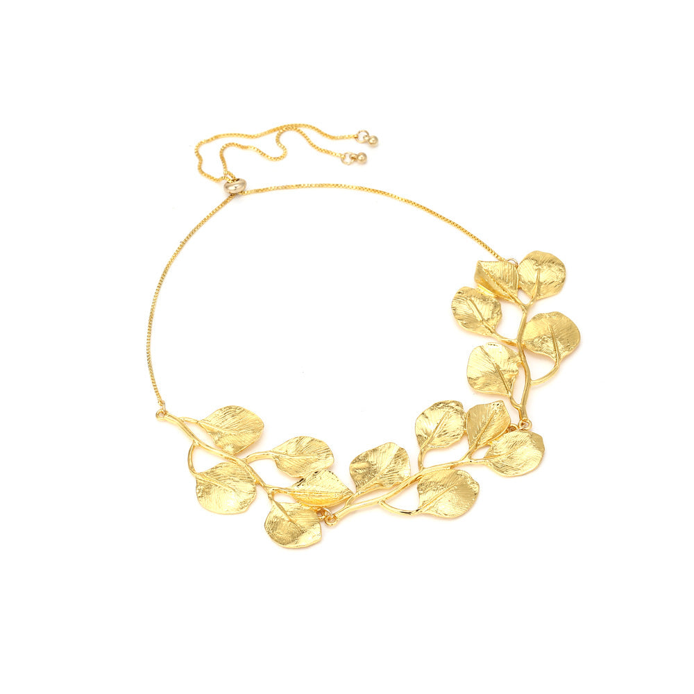 Golden leaf clavicle chain