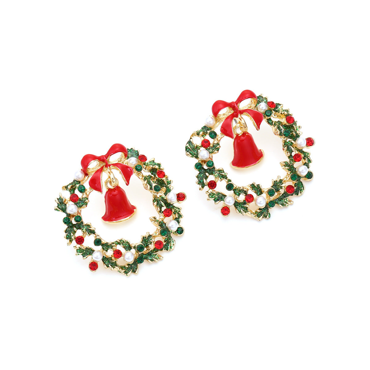 Christmas leaf garland earrings