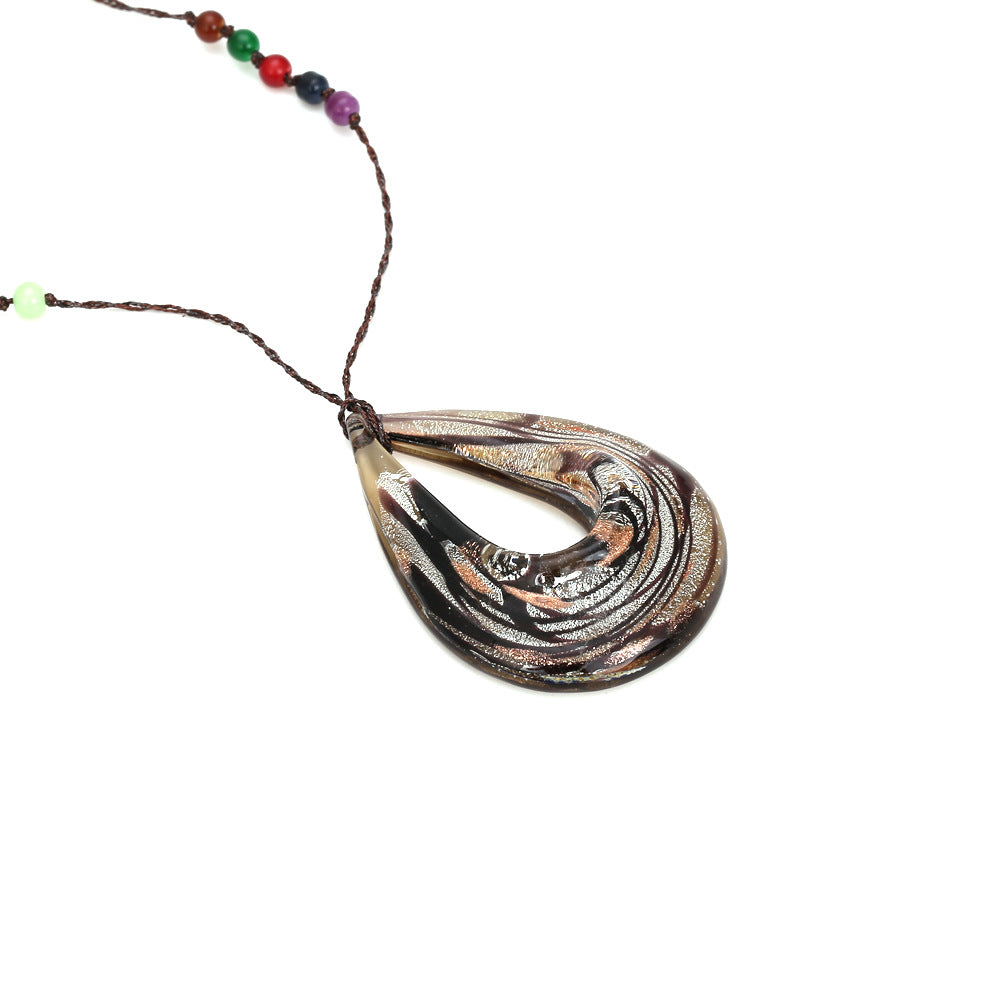 Bohemian vintage drop-shaped glass necklace