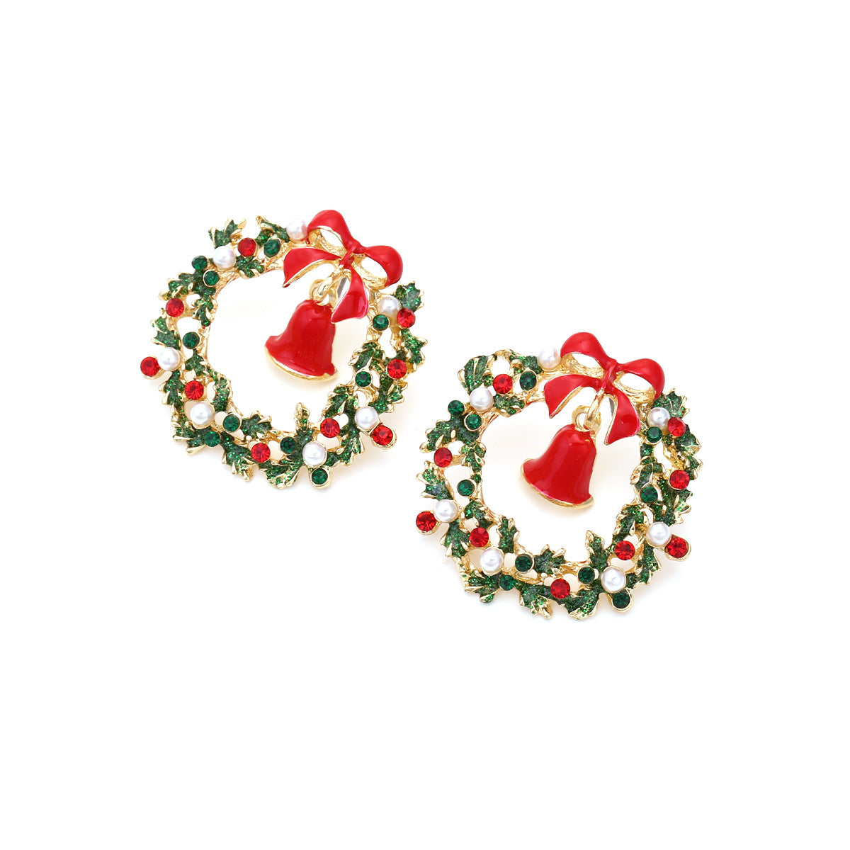 Christmas leaf garland earrings