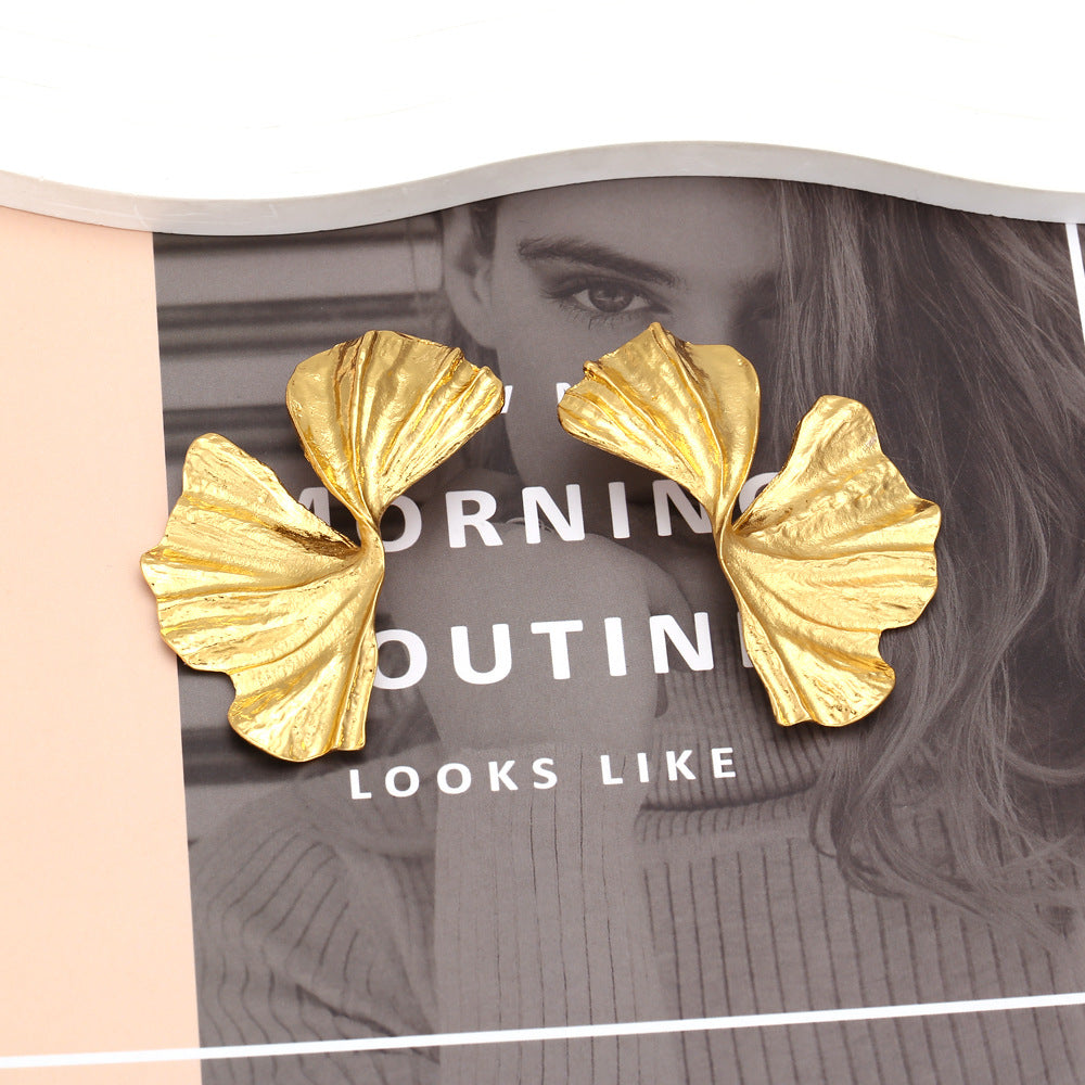 Vintage Gold Ginkgo Leaf Earrings