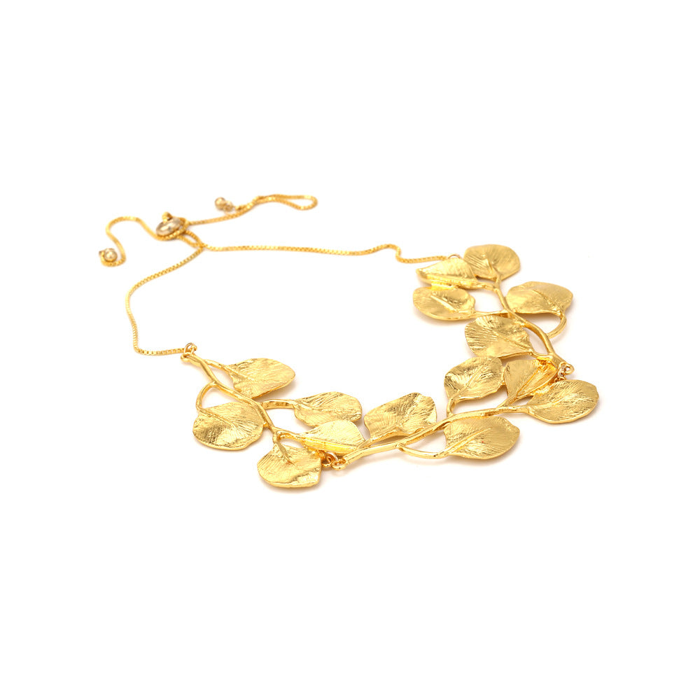 Golden leaf clavicle chain