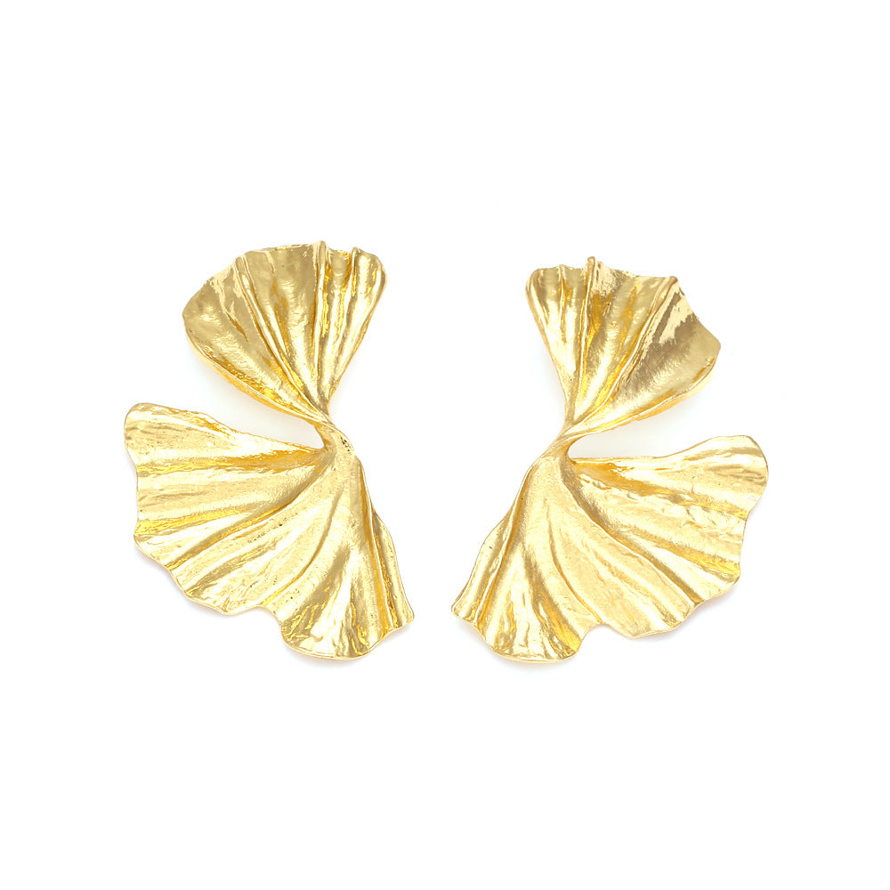 Vintage Gold Ginkgo Leaf Earrings