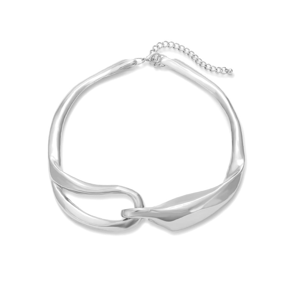 Heavy Industry Style Asymmetrical Metal Necklace