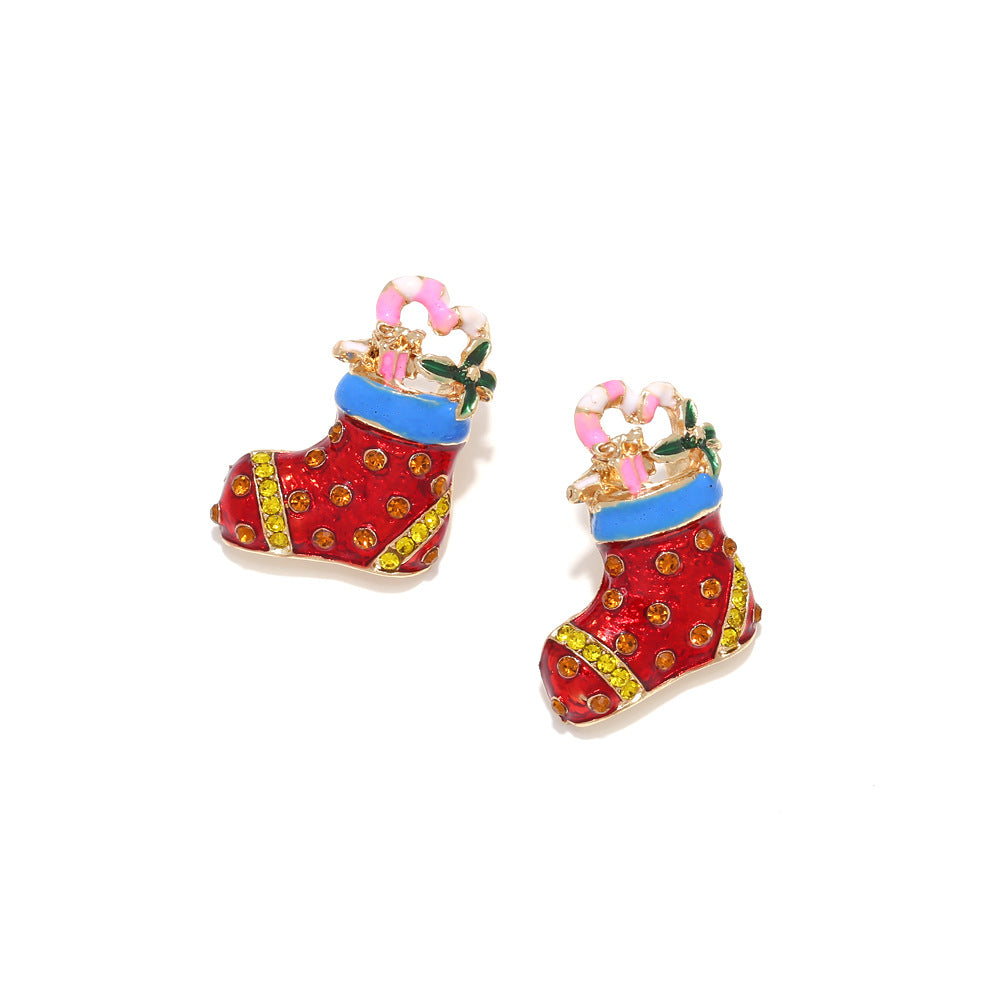 Creative cute Christmas sock earrings