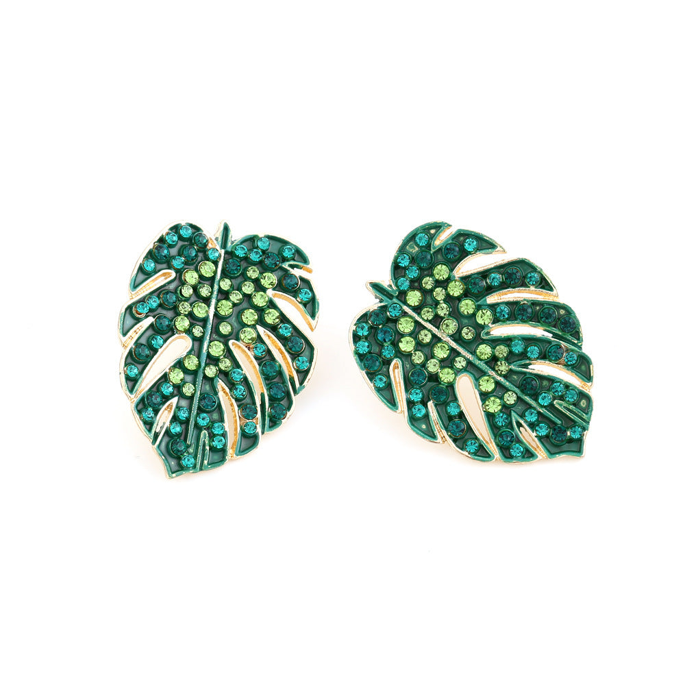 Enamel leaf earrings