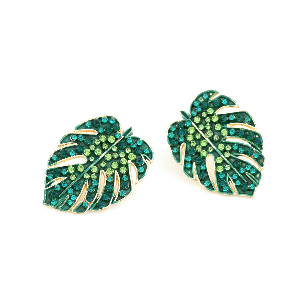 Enamel leaf earrings