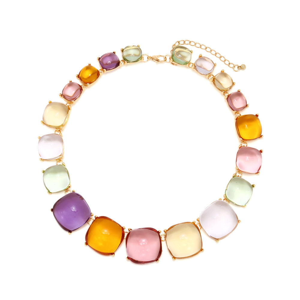 Colorful Transparent Geometric Shape Resin Necklace