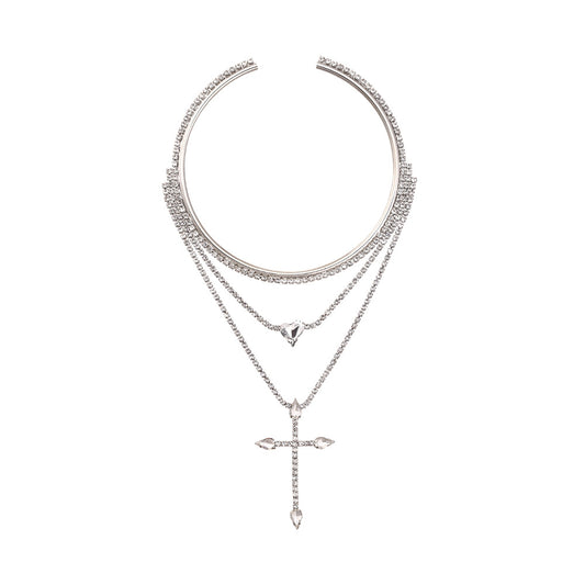 Multi-layered cross necklace