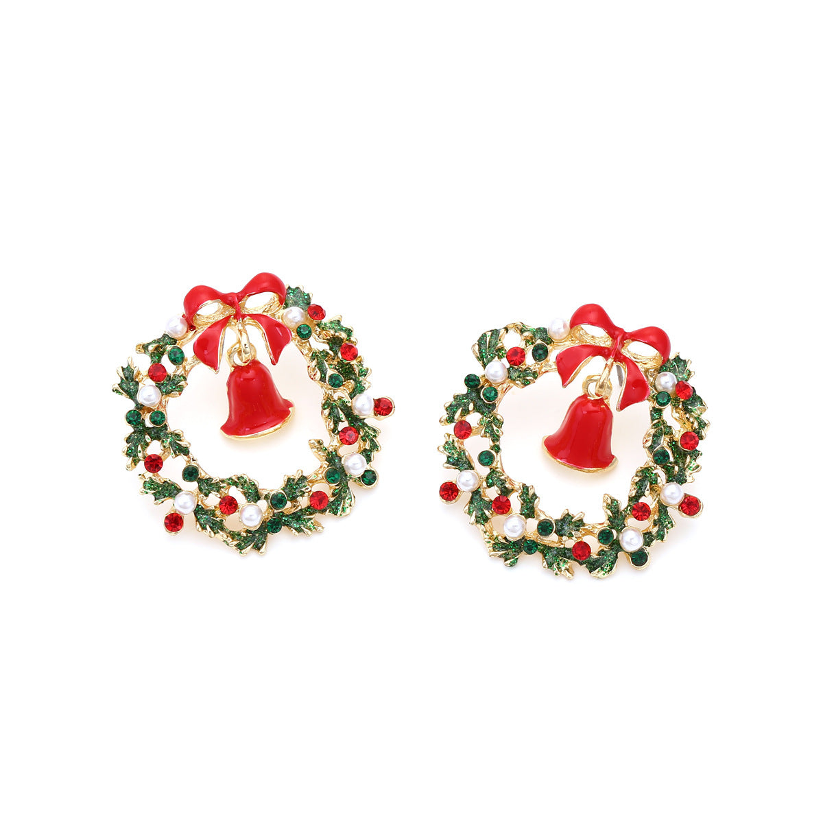 Christmas leaf garland earrings