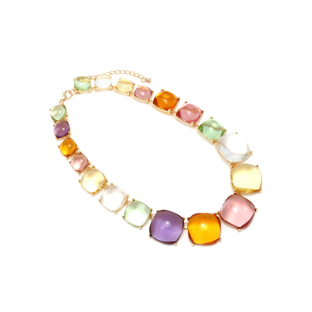 Colorful Transparent Geometric Shape Resin Necklace