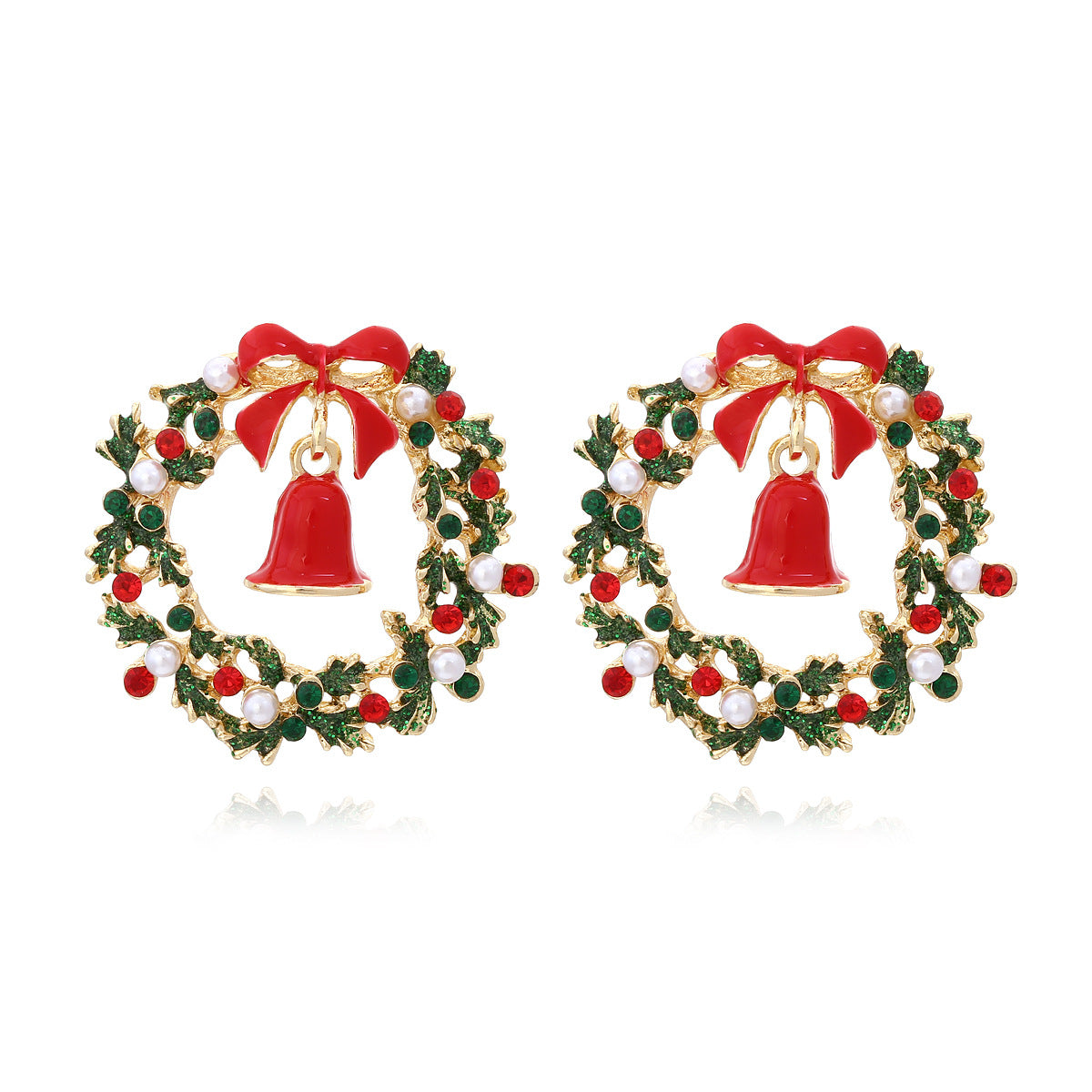 Christmas leaf garland earrings