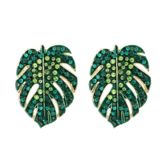 Enamel leaf earrings